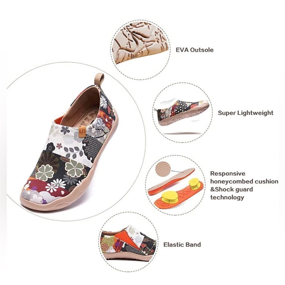 UIN Floral Art Sneaker Painted Canvas Slip-On Ladies Travel Shoes (Hana) - Picture 3 of 7